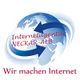 Eine Weltkugel mit Pfeilen, Text: "Internetagentur Neckar Alb, Wir machen Internet".