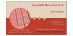 Visitenkarte mit Tastaturlupe, Kontaktinfos und Logo von Sekretariat Niederrhein Ltd.