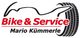 Logo: Silhouette eines Motorrads und Reifens, Text "Bike & Service Mario Kümmerle".