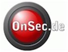 Rotes OnSec.de-Logo mit schwarzem Rand auf weißem Hintergrund.