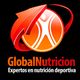 Logotipo de GlobalNutricion con figura de persona estilizada y flecha roja. Texto: "Expertos en nutrición".
