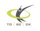 Logo mit stilisierter Figur, grünem Kreis und Text "TO BE OK" darunter. Minimalistisch und modern.
