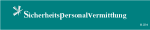 Grünes Banner mit weißem Text "SicherheitsPersonalVermittlung" und kleinem Symbol links.