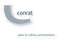 Logo von "conrat", Agentur für Marketing und Kommunikation, in Blau und Grau.
