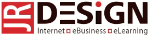 Logo mit Text „JR Design”, darunter „Internet eBusiness eLearning”.