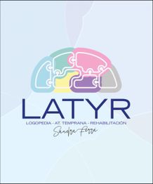 Logo de LATYR con piezas de rompecabezas en forma de cerebro y el nombre Sandra Ferrá.