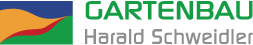 Logo von Gartengestaltung: Farbige Welle mit Schriftzug "Gartenbau Harald Schwedler".