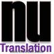 Schwarze Buchstaben "nu", darunter lila "Translation".