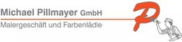 Logo eines Malergeschäfts mit rotem P und Malerfigur rechts. Text: Michael Pillmayer GmbH.