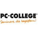 PC College Logo mit Slogan: "Seminare, die begeistern!" in Schwarz und Orange.