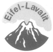 Logo: Silhouette eines Vulkans mit dem Text "Eifel-Lavalit" darüber.