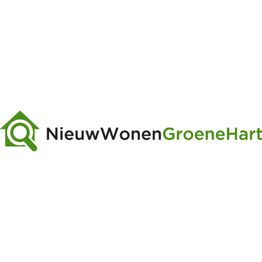 Logo van NieuwWonenGroeneHart met groene huis en vergrootglas.