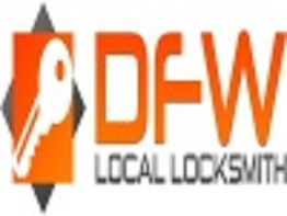 Logo of DFW Local Locksmith featuring a key silhouette in an orange and black design.