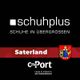 Logo von schuhplus, Saterland, c-Port, mit dem Text: "Schuhe in Übergrößen".