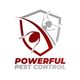 Logo of Powerful Pest Control with a red shield and an ant design.