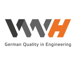Logo mit den Buchstaben "WWH" und Slogan "German Quality in Engineering". Farben: Grau, Orange.
