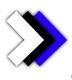 Drei übereinander liegende Pfeile: weiß, schwarz und blau, nach rechts zeigend.