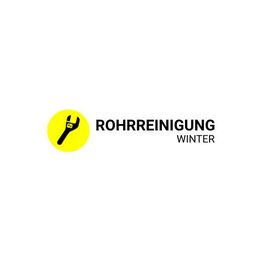 Gelbes Symbol mit einem Schraubenschlüssel. Text: "Rohrreinigung Winter".