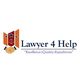 Logo for "Lawyer 4 Help" with handshake, face scales, and stars. Motto: "Excellence Quality Expeditious".