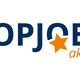 Blaues "TOPJOBS" mit orangefarbenem Stern als "O"; "aktuell" in Orange darunter.
