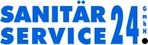 Blaues Logo mit Schriftzug "Sanitär Service 24 GmbH" auf weißem Hintergrund.