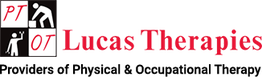 Logo of Lucas Therapies with icons for physical and occupational therapy.