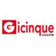Logo rosso "Gicinque cucine" su sfondo bianco.