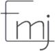 Texto estilizado que dice "fmj" con un punto arriba a la derecha.