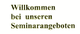 Text: „Willkommen bei unseren Seminarangeboten“ in grüner Schrift auf weißem Hintergrund.