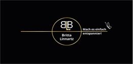 Schwarzes Logo mit den Initialen BL. Text: "Britta Linnartz" und "Mach es einfach entspannter!"