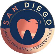 Circular logo with a tooth and text: "San Diego Dental Implants & Periodontics."