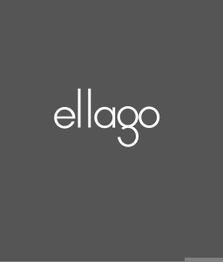 Texto "ellago" en blanco sobre fondo gris oscuro.