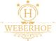 Logo mit elegantem goldenen Schriftzug "Weberhof", Initiale "H" und verzierten Sternen.