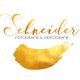 Schriftzug "Schneider Fotografie & Videografie" in Gold mit goldener Pinselstrich-Illustration.