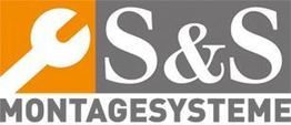Logo mit orangefarbenem Schraubenschlüssel und Text: "S&S Montagesysteme" auf grauem Hintergrund.