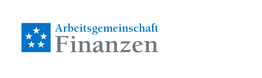 Logo mit fünf weißen Sternen, Aufschrift: "Arbeitsgemeinschaft Finanzen".