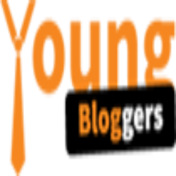 Blurry text reading "Young Bloggers" in orange and white on a dark background.
