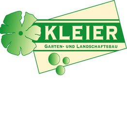 Grünes Logo mit Blume und Schriftzug "KLEIER Garten- und Landschaftsbau".