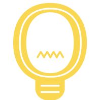 Yellow light bulb icon with a zigzag line inside, symbolizing an idea or inspiration.