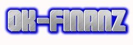 Text "OK-FINANZ" in grauer Schrift mit blauem Schein.