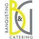 Logo di "Banqueting & Catering" con lettere gialle e grigie su sfondo bianco.