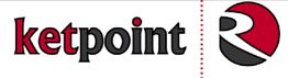 Logo mit Schriftzug "ketpoint" und einem Kreis mit stilisiertem Buchstaben "R" in Rot und Schwarz.