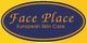 Logo with text "Face Place European Skin Care," yellow font on a dark blue oval background.
