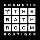 Schwarz-weißes Logo mit Text: "COSMETIC THE BATHROOM BOUTIQUE" und Pflanzensymbol.