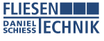 Logo mit Text: "Fliesen Technik Daniel Schiess" in blauer Schrift.