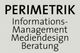 Text "PERIMETRIK Informations-Management Mediendesign Beratung" auf grauem Hintergrund.