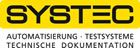 Gelbes Logo mit schwarzem Text: "SYSTEC", darunter "Automatisierung, Testsysteme, technische Dokumentation".