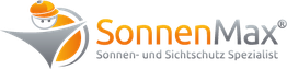 Logo von SonnenMax, Spezialist für Sonnen- und Sichtschutz, mit grafischem Sonnen-Design.