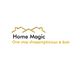 Logo with house outlines above "Home Magic" text and "One stop shopping Kitchen & Bath" tagline.