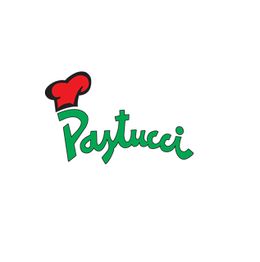 Logo de Pastucci con un gorro de chef rojo sobre la letra "P" verde.
